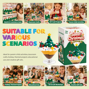 Kit de loisirs créatifs DIY pour gobelets à dessert en argile auto-durcissante motif sapin de Noël avec accessoires de colle crème pour enfants OEM ODM - Product Image 6