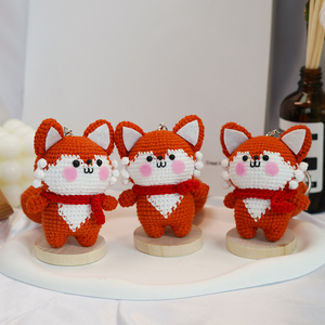 Hecho a mano de algodón de <span class=keywords><strong>ganchillo</strong></span> lindo zorro muñeca colgante regalo con relleno de algodón PP personalizable <span class=keywords><strong>ganchillo</strong></span> llavero bolsa encanto - Product Image 3