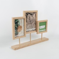 Sofine – support de Table rustique avec 3 cadres d'affichage de Photos, Collage en bois, cadre photo