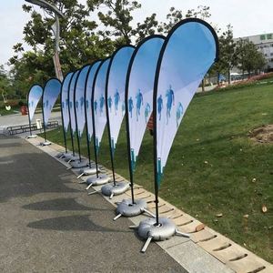 Kit de mât de drapeau plume personnalisé OEM d'usine, bannières en forme de goutte d'eau, promotion publicitaire extérieure pour la plage, livraison rapide, vente en gros - Product Image 1