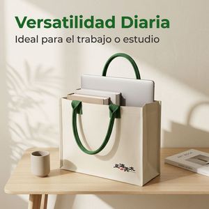 Bolsa Tote Lona Minimalista Sostenible Con Asas Contrastantes, <b>Regalo</b> Personalizado Para Estudios De Arte, Oficinas Y Eventos - Product Image 2