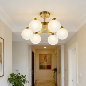 Modern Elegant Geometric Circle G9 Pendant <b>Light</b> 6 <b>Light</b> Gold Metal Globe Glass Shades Luxury Chandelier for <b>Dining</b> Living Room - Product Image 3