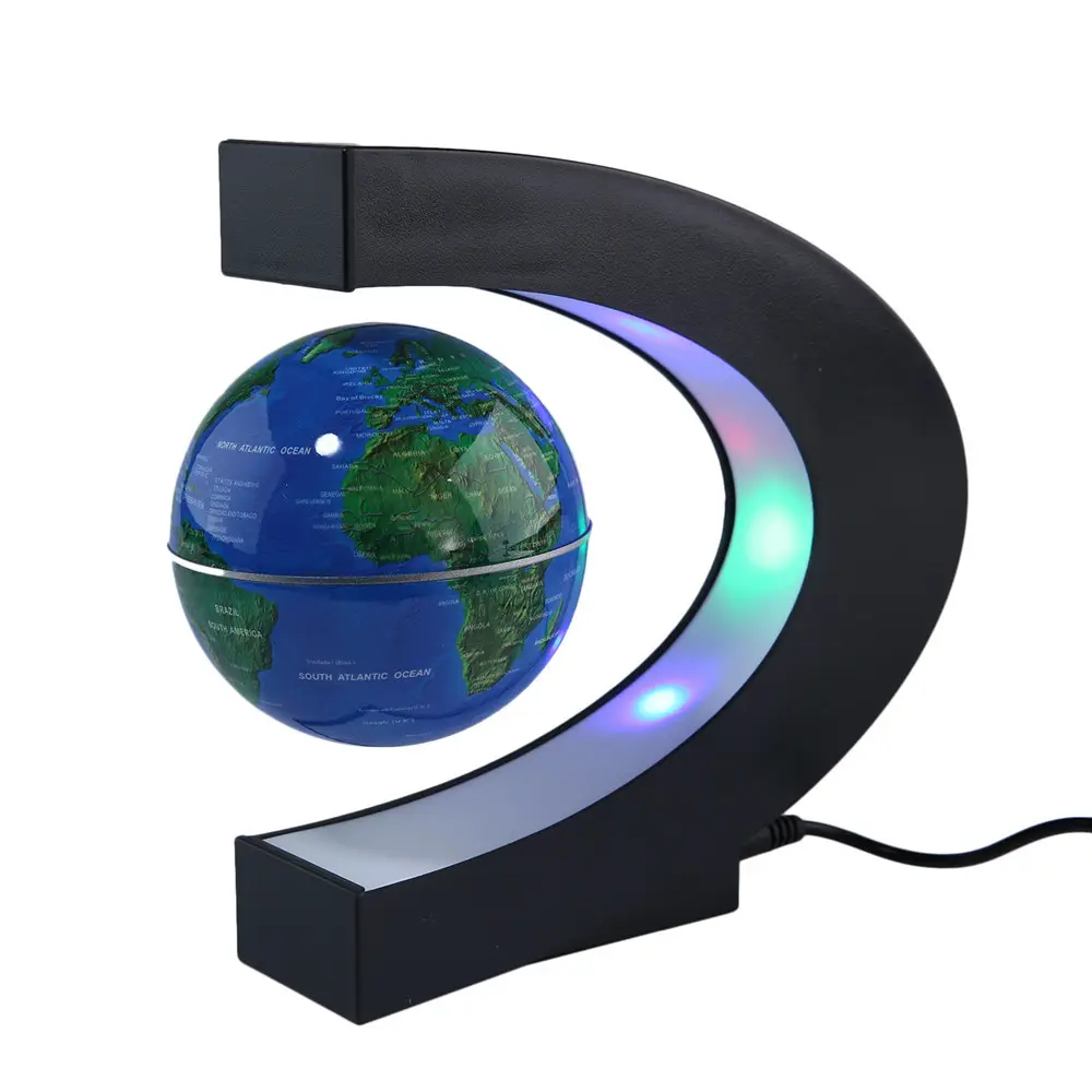 Home Decoration LED Floating Tellurion C Shape Magnetic Levitation Floating Globe World Map With LED Light US/UK/EU Plug