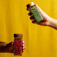 Bouteille d'épice carrée en verre transparent personnalisé de 4 oz 125ml avec bouchon à vis en bois de bambou bocaux vides pour assaisonnement