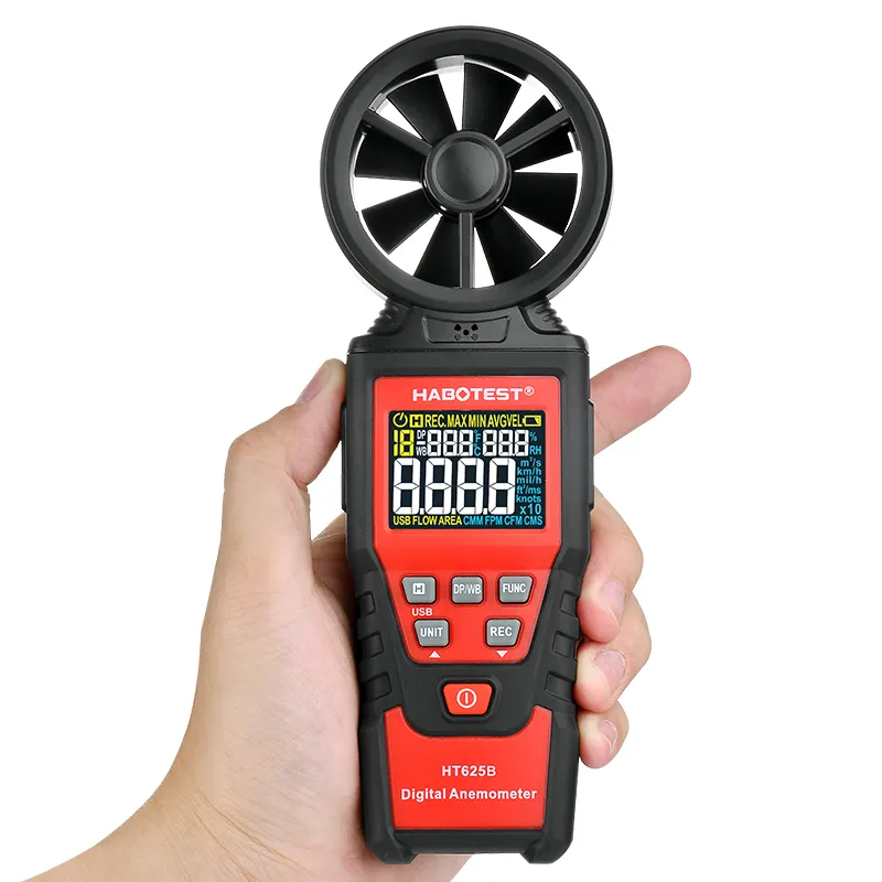 HABOTEST HT625B USB Type Air Humidity Tester Digital Anemometer Wind Vane Anemometer with Analog Bar