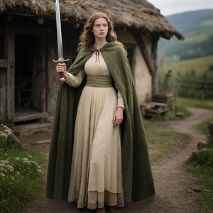 Cape à capuche vintage médiévale pour adultes, hommes et femmes, costume de chevalier pour cosplay, Halloween, carnaval, fête, costume de ranger de la Renaissance - Product Image 4