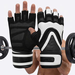 SAAR INDUSTRIES Customized Half-Finger Black Leather Breathable Lightweight Non-Slip Strong Grip Unisex Gym <b>Weight</b> Gloves - Product Image 1