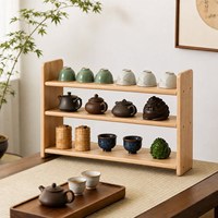 Étagère de rangement de bureau multi-niveaux en bois massif, présentoir simple en bois naturel pour comptoir, organisateur de livres et de cosmétiques