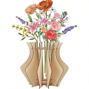 Vase en bois durable et écologique fait à la main, puzzle 3D pour fleurs Lego - Décoration d'intérieur, idée cadeau d'anniversaire directement des fabricants - Product Image 3
