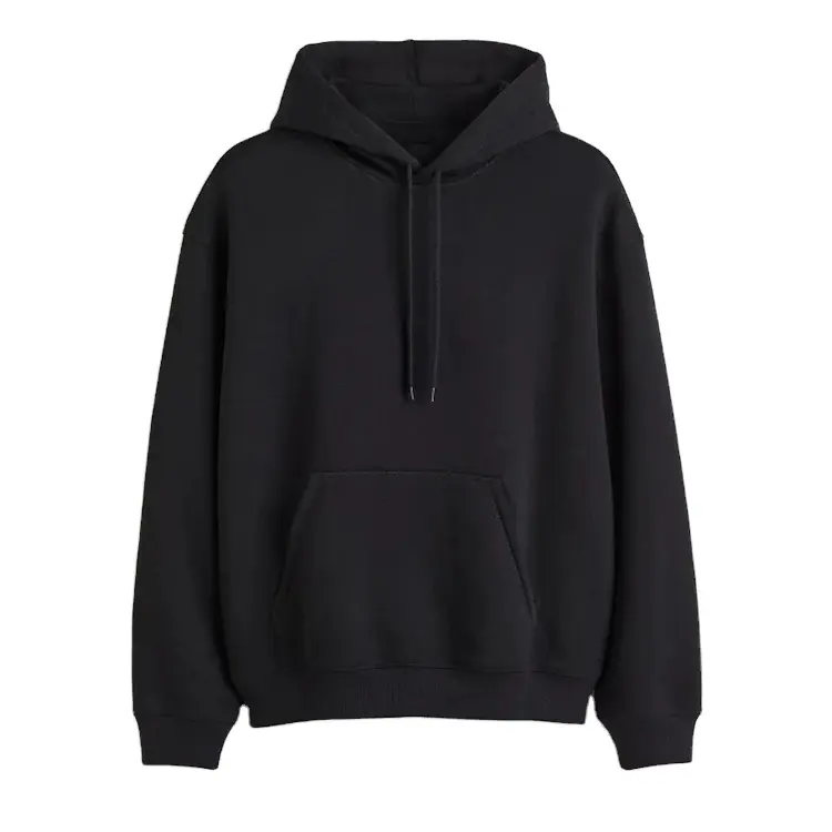 manufacture autumn thick solid color black hoodies men plain high quality blank heavyweight sweatshirt with pocket