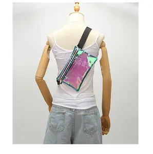 फैशन आउटडोर खेल निविड़ अंधकार फ्लैट स्पष्ट पीवीसी नितंब बैग होलोग्राफिक पारदर्शी लेजर रंगीन पिछाड़ी पैक कमर बैग
