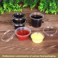 Ensemble de gobelets à sauce jetables anti-goutte et anti-odeur avec couvercle à compartiments, forme trapézoïdale, en plastique PET de qualité alimentaire, pour plats à emporter