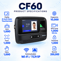 CF60 Yüz İzi RFID Zaman Takip Cihazı 4 İnç Dokunmatik Ekranlı Duvara Monte Masaüstü Ücretsiz Yerel Yazılımla Birlikte