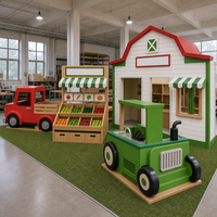 Équipement de terrain de jeux intérieur pour jeu de rôle en ville, thème ferme et marché, avec accessoire camion de pompiers et aménagement multi-zones pour opérateurs de centres de divertissement familial (FEC)