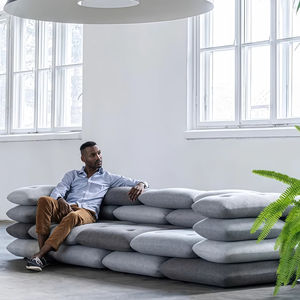 Canapé de luxe italien en velours, tissu brique, canapés de salon, canapés modulaires modernes au sol, ensembles de canapés incurvés pour hôtel - Product Image 3