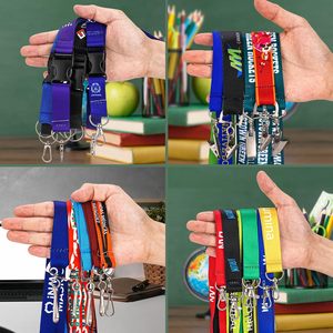 Custom Nylon Lanyards for Events/Conferences Various Colors with Logo and Safety Clip Wholesale Price Employee ID Use