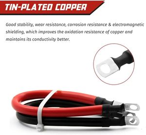2 AWG 2 게이지 레드 + 블랙 순수 구리 배터리 케이블 - Product Image 4