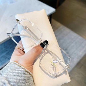 Gafas Qianai con montura cuadrada antiluz azul para mujer, lentes de acetato TR90, gafas de moda de estilo coreano de tamaño mediano - Product Image 4