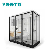 Módulo de Baño Prefabricado YEETE - Baño Modular Todo en Uno con Bañera Independiente y Puerta Corredera de Vidrio para Proyectos de Hoteles y Villas