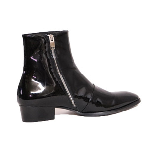 Botas <span class=keywords><strong>Chelsea</strong></span> de Cuero con Diseño Personalizado, Parte Superior de Cuero Lacado, Cierre de Cremallera, Botas de Invierno para Hombre, Resistentes y de Cuero Genuino - Product Image 2