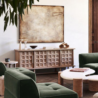 Console multimédia en bois massif de style antique avec un grand espace de rangement et un design français/Wabi-Sabi/rétro pour le salon, meubles de maison
