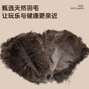 Jouet pour chat en plumes d'autruche, plumes naturelles, résistant aux morsures, jouet pour chaton, divertissement pour animaux de compagnie, jouet à main pour chat - Product Image 5