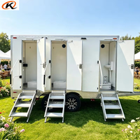 Remorque WC mobile 6 postes, toilettes publiques extérieures portables, remorque de salle de bain mobile personnalisable avec homologation DOT à vendre