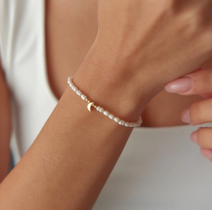 Pulsera clásica de perlas de agua dulce con corazón, <span class=keywords><strong>luna</strong></span>, estrella, encanto, oro, plata, oro rosa, cuentas de acero inoxidable, brazaletes Unisex elegantes - Product Image 6