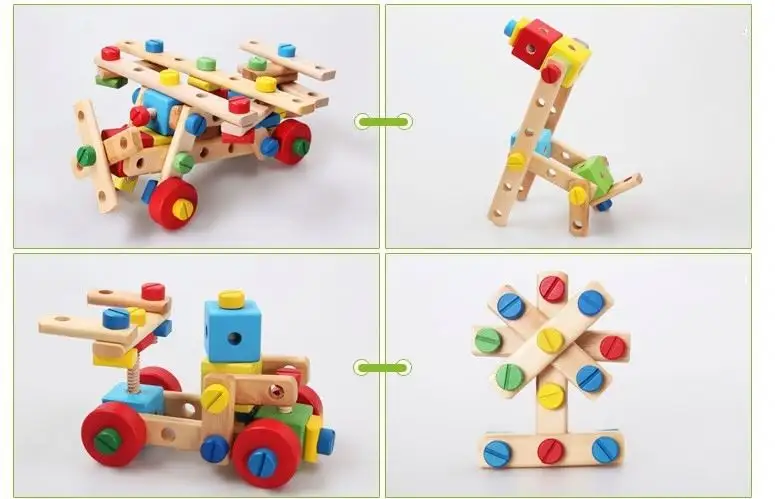बच्चों के लिए लकड़ी का खिलौना डिय असेंबली लकड़ी का निर्माण खिलौना