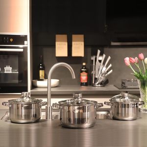 Juego de Ollas de Acero Inoxidable Triple 304 de 6 Piezas, Estilo Clásico Moderno, Cacerola Saludable, Olla con Tapa de Vidrio, Apto para <span class=keywords><strong>Inducción</strong></span>, para Cocina - Product Image 3