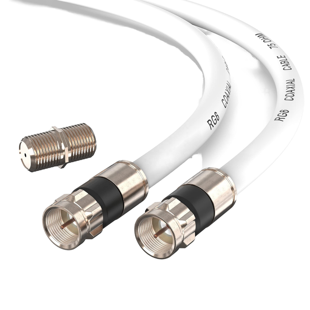 RG6 Coaxial Cable Male-Male F-Type Connectors Set High-Speed Broadband Internet Digital TV Aerial Satellite Extension Wire