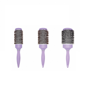 Brosse à rouler de qualité salon avec manche en M, baril en céramique, manche antidérapant en caoutchouc, poils de sanglier doux pour cheveux lisses, bouclés ou raides - Product Image 1