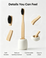 Brosse à dents souple en bambou avec manche en bois naturel, consommables de nettoyage buccal pour les courts séjours, approvisionnement transfrontalier