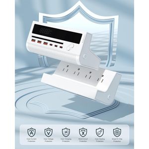 Regleta de alimentación USB 10 en 1 de 100W y 1.5m, estación de carga de escritorio con 4 tomas de CA y 6 puertos USB, color blanco - Product Image 4