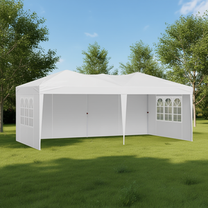 Gazebo pieghevole 10 x 20 piedi con 3 pareti laterali e 2 finestre per eventi all'aperto - Product Image 2