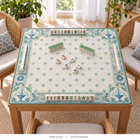 Tapis de Mahjong Fresh Look Yugaland en caoutchouc, résistant à la saleté, inodore, antidérapant, lavable, 800*800mm, 3mm, pour table de Mahjong familiale