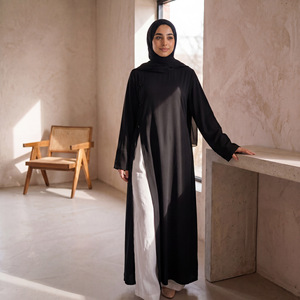 Sharut Grosir Abaya Islami Atasan Wanita Muslim Belahan Samping Lengan Panjang Kasual Kerah Bulat Sederhana Asimetris Blus Muslim Nida - Product Image 2