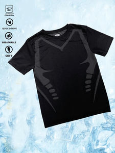 FLW 남성용 반소매 운동 티셔츠 빠른 건조 운동 티셔츠 스포티 스타일 솔리드 디자인 원사 염색 니트 원단 - Product Image 6