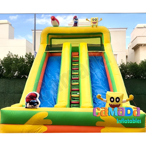 Venta caliente de fábrica, tobogán de escalada comercial, tobogán seco inflable de doble carril a la venta - Product Image 2