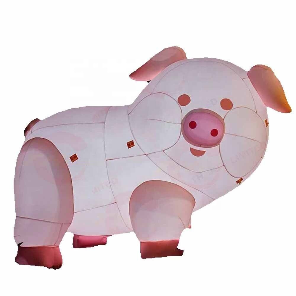 Inflatable Pink Pig LED Lighting Cartoon Blow-Up Animal Replica
