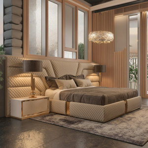 Letto <span class=keywords><strong>di</strong></span> <span class=keywords><strong>Lusso</strong></span> Italiano Moderno Rivestito in Pelle Matrimoniale King Size Letto per Villa Ultimo Design - Product Image 4
