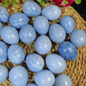 Œuf ovale en cristal de calcite bleue de haute qualité en gros, pierre de guérison spirituelle Reiki pour la décoration de Pâques et cadeau d'anniversaire - Product Image 6