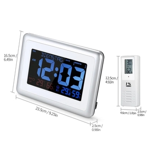 Không dây kỹ thuật số nguyên tử đồng hồ treo tường với trong nhà và ngoài trời nhiệt độ độ ẩm hiển thị pin Powered đèn nền hộ gia đình sử dụng - Product Image 5
