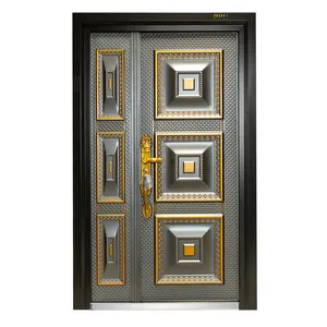 PHIPULOセキュリティドアエントリーデザイン装飾鋳造アルミモダンドアユニークなホームスイング合金外装ドア