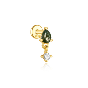 Conjunto de Joyería de Moda Canner, Pendientes de Plata 925 con Ágata Verde en Forma de Gota de Agua para Chicas Jóvenes - Product Image 6
