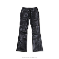 Poches arrière personnalisées OEM patchs brodés pantalons de moto évasés en cuir à jambes larges pour hommes