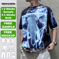 T-shirt de football/soccer oversize pour homme, style streetwear hip-hop personnalisé, avec impression DTG color block et motif animalier