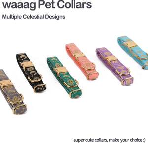 Waaag Pet, Collar de soles de estrellas lunas, múltiples diseños Crescent Celestial Dog Cat Collar Correa Arnés - Product Image 2