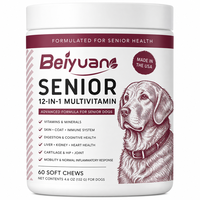 12-in-1 Multivitamine & Mineraal Complex Kauwtabletten ter ondersteuning van huid, immuunsysteem, gewrichten & hartgezondheid. Supplement voor oudere honden. 2 jaar houdbaar.
