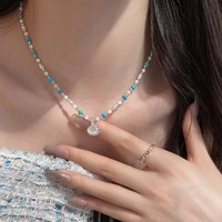 Collier multicolore en perles vertes et opales pour femme, accessoires de mode estivale, fournisseur en gros
